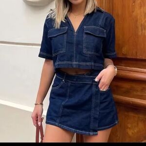 Denim Shirt and Skort Set